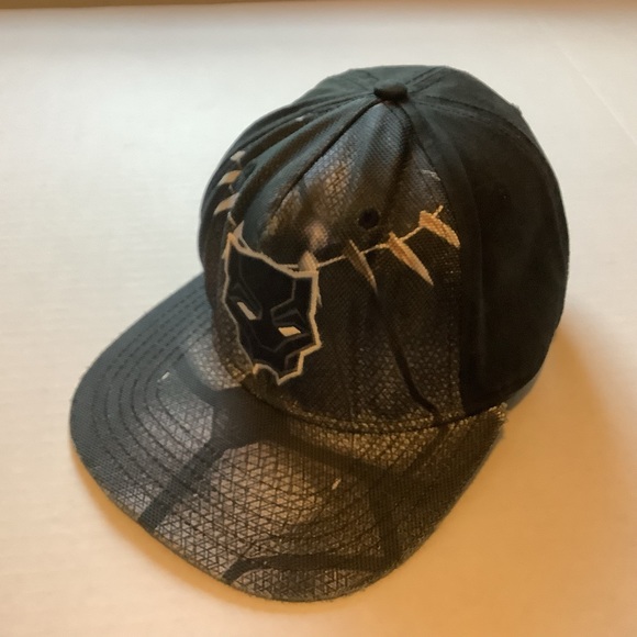Black Panther Hat Snapback Cap Black Distressed Supper Hero. Wakanda Logo - Picture 3 of 16